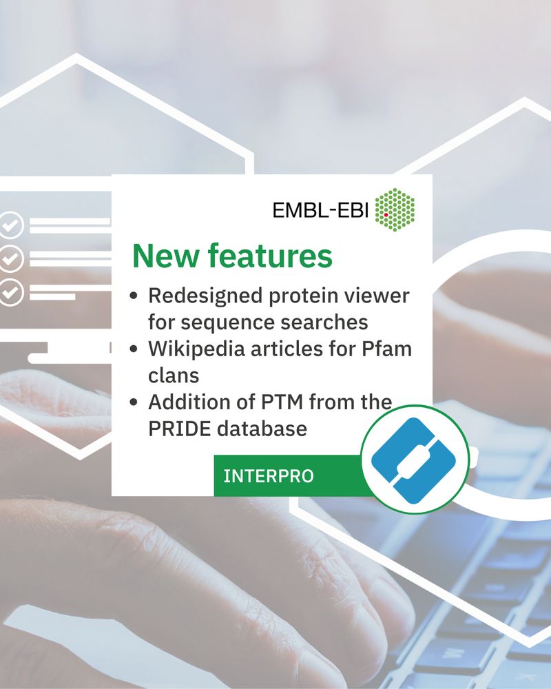 New features:
Redesigned protein viewer for sequence searches
Wikipedia articles for Pfam clans
Addition of PTM from the PRIDE database