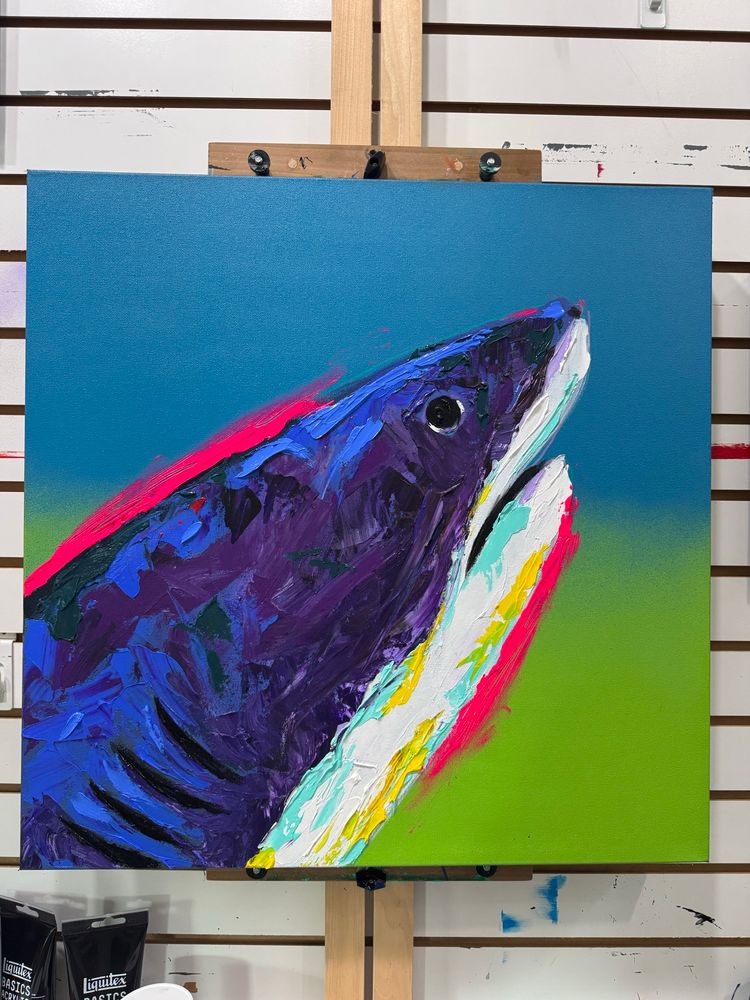 Colorful tiger shark paintings by Will Eskridge 