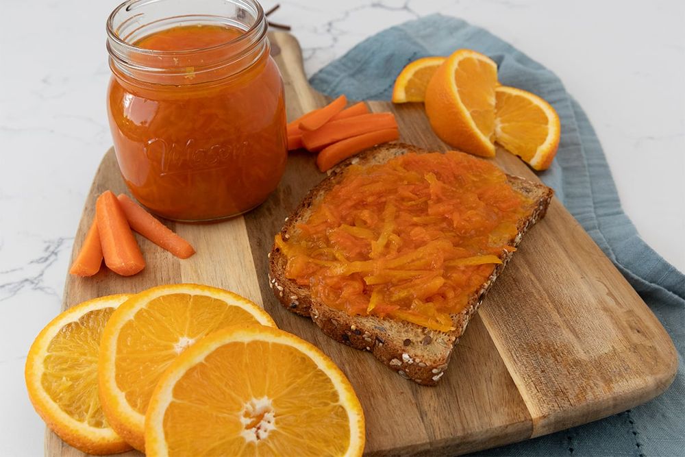 Our Low-Sugar Carrot Marmalade recipe has 64% less sugars per tablespoon than our original Carrot Marmalade—all with only 6 ingredients + 1 simple swap!
