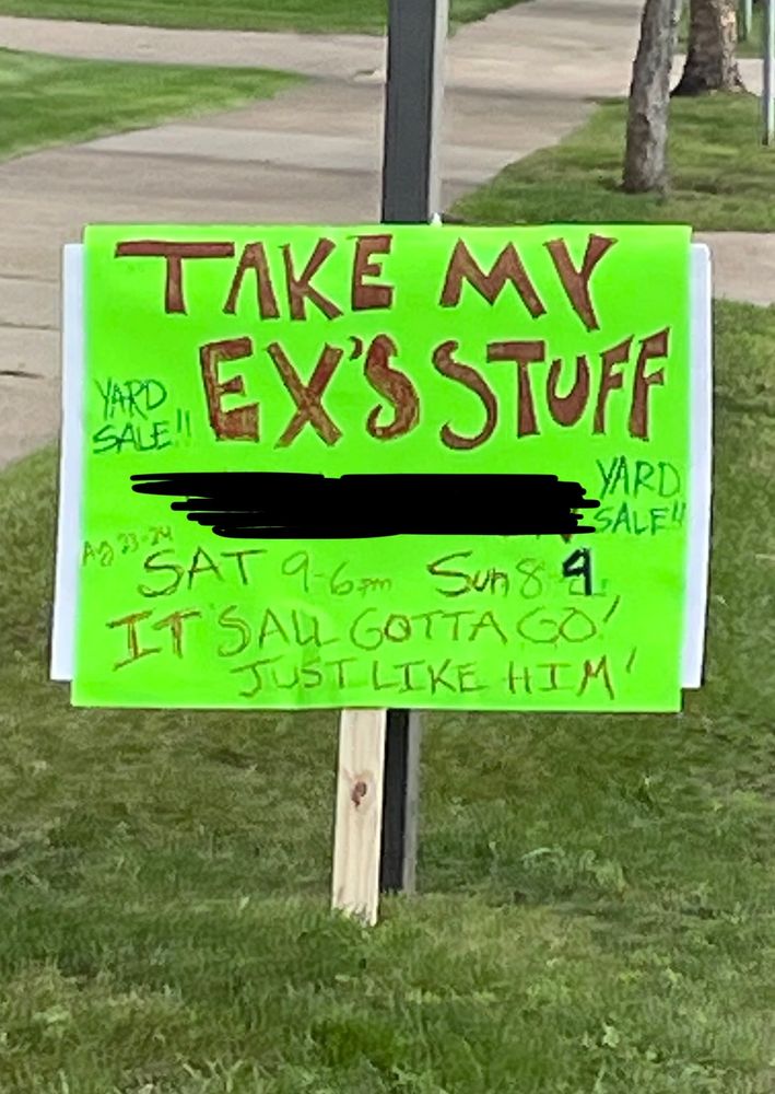 A yard sale sign