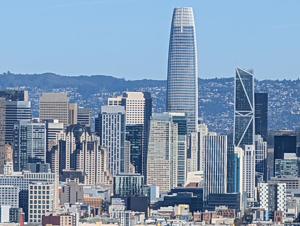 An even closer view, centered on the Salesforce Tower