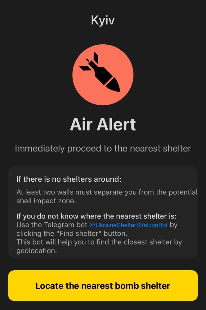 Air raid warning alert