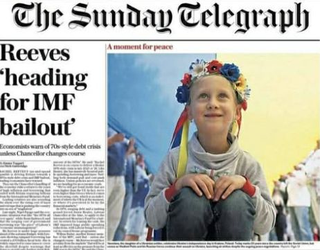 A Sunday Telegraph front page with the headline 