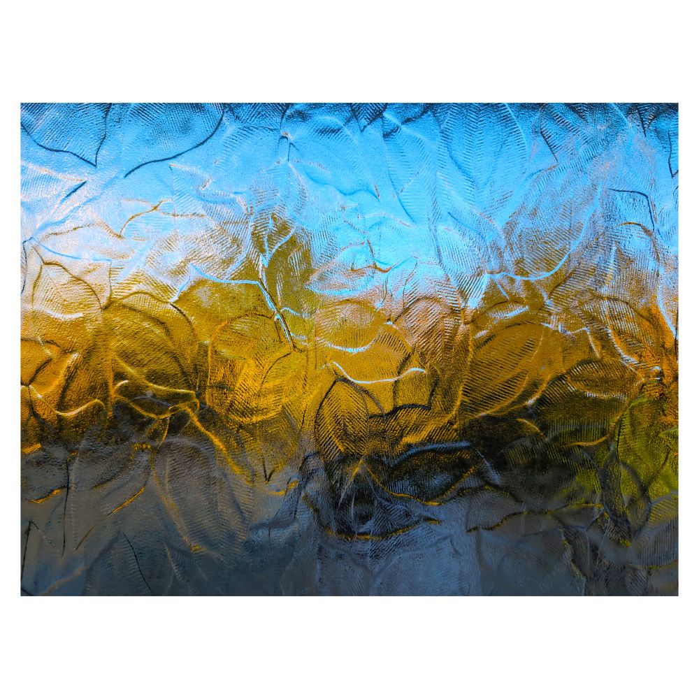 Disgrifiad (Cymraeg) : Golygfa o'r ardd trwy wydr barugog

Description (English) : View of the garden through frosted glass

འགྲེལ་བཤད།(བོད་ཡིག) : ཤེལ་ (shel) crystal; glass
