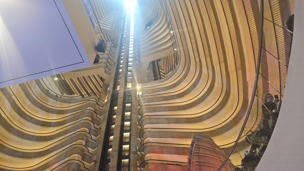 The elevator and attached walkways to guest rooms of the Atlanta Marriott Marquis