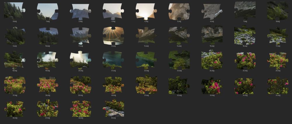 File explorer showing thumbnails of individual puzzle pieces