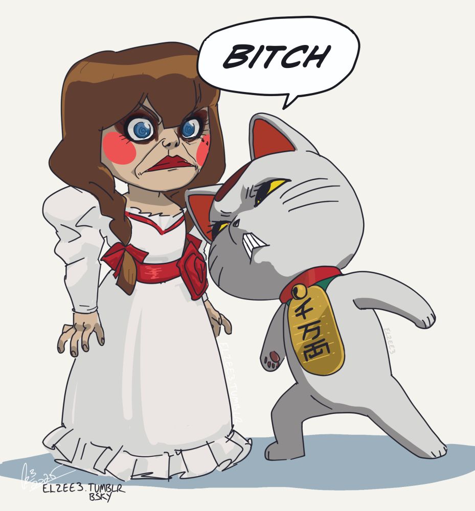 Turbo Granny getting up in the doll Annabell's face to call her a bitch.