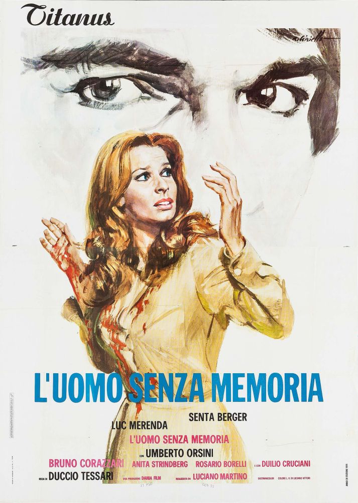 Poster for the movie

Senta Berger looking scared

Luc Merenda eyes