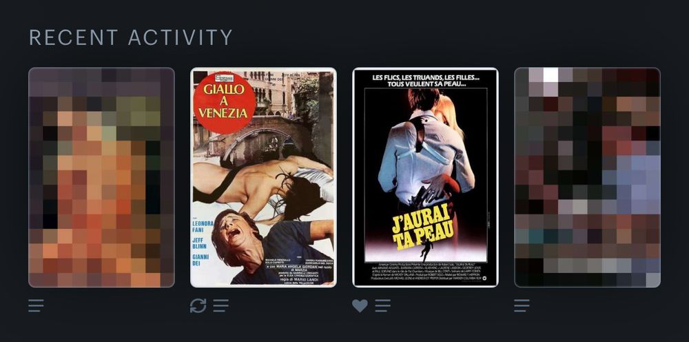 From left to right:

THE SEX WINDOW
GIALLO IN VENICE
I, THE JURY
J.B.1