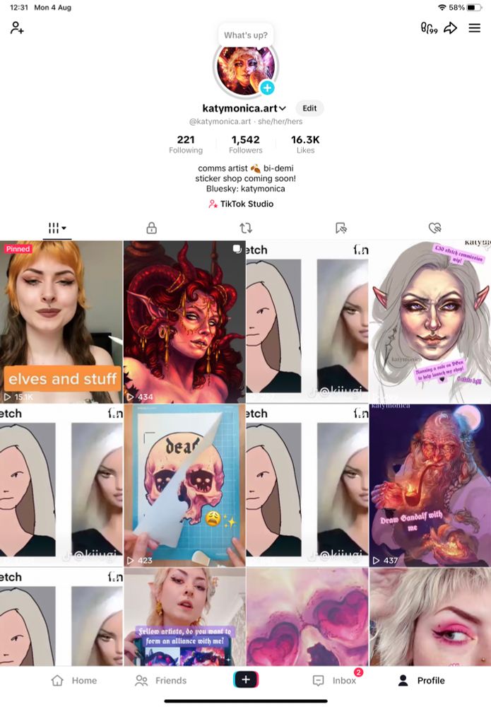 Screenshot of my TikTok page