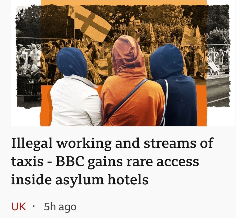 Bbc headline giving negative view of asylum hotels.