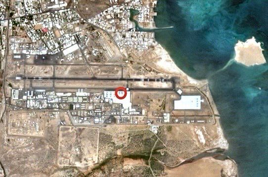 A satellite image of Camp Lemonnier showing two C-17s on the tarmac on July 15 that hadn’t been there previously