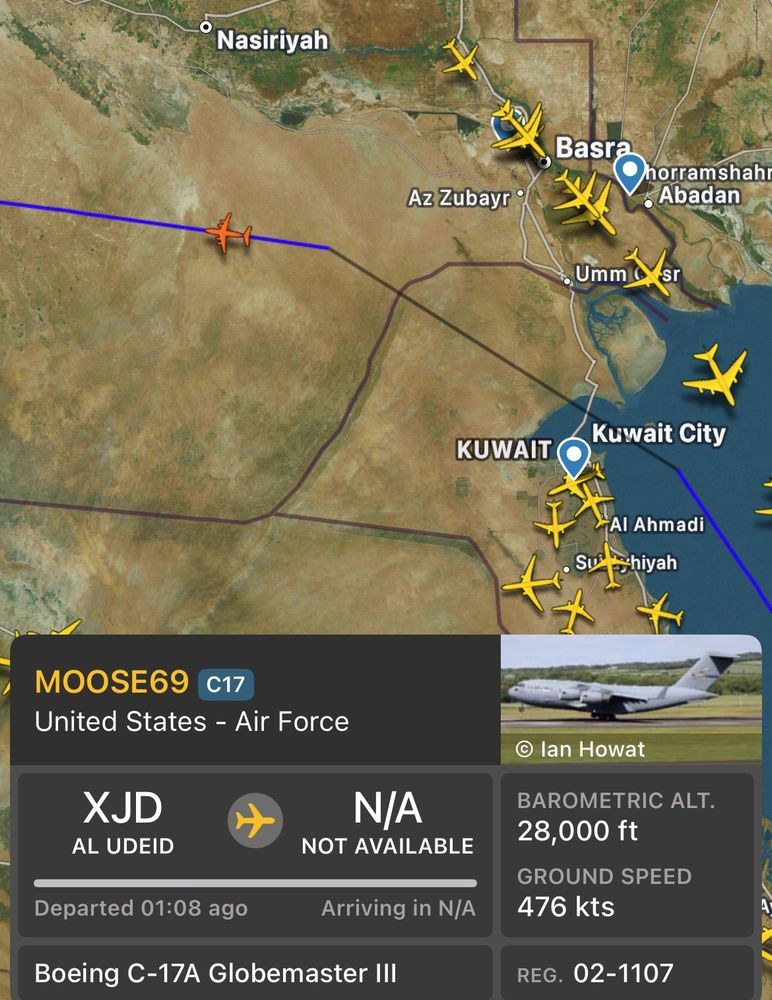 Radar of C-17 02-1107 over Iraq on July 14. 