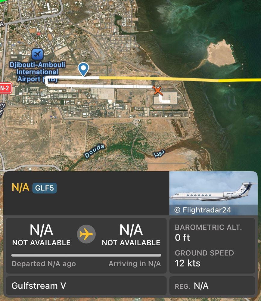 Radar of a Gulfstream jet landing in Djibouti on July 15. 