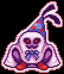 Pixel art of Doopliss, a tricksy ghost, in pixel art.