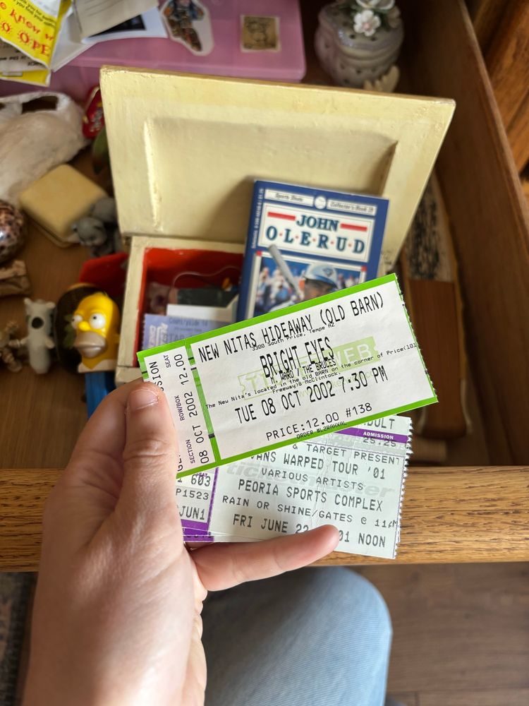 Old concert tickets to bright eyes and warped tour 