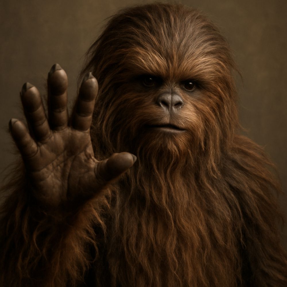 Chewbacca mit abwehrender Handgeste
