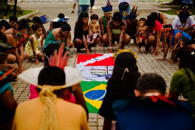 Indigenous occupation at the Pará State Education Secretariat building has lasted several weeks now - Photo: Nay Jinknss / @nayjinknss