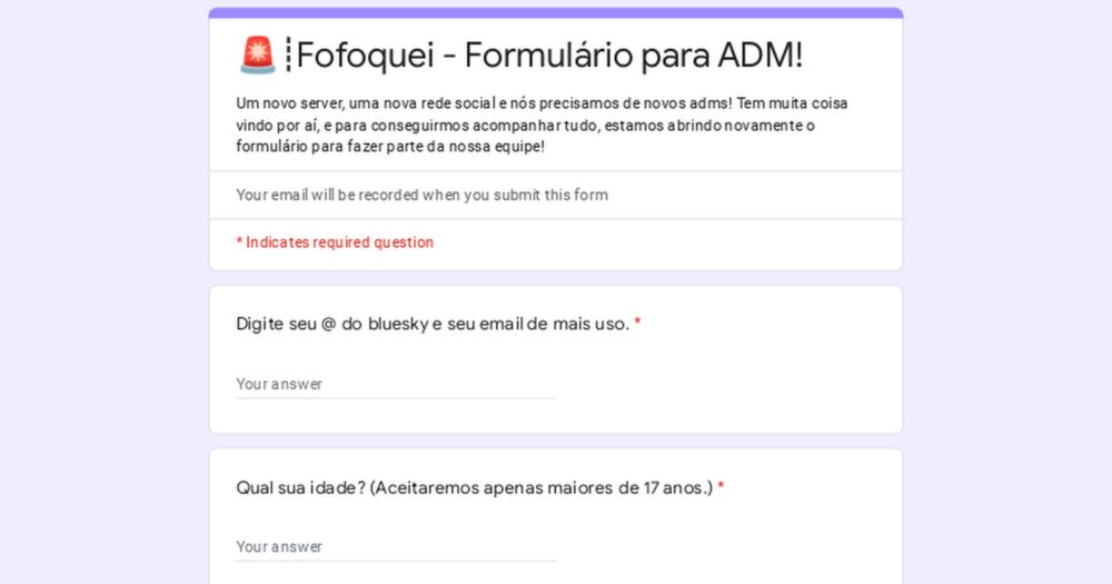 🚨┋Fofoquei - Formulário para ADM!