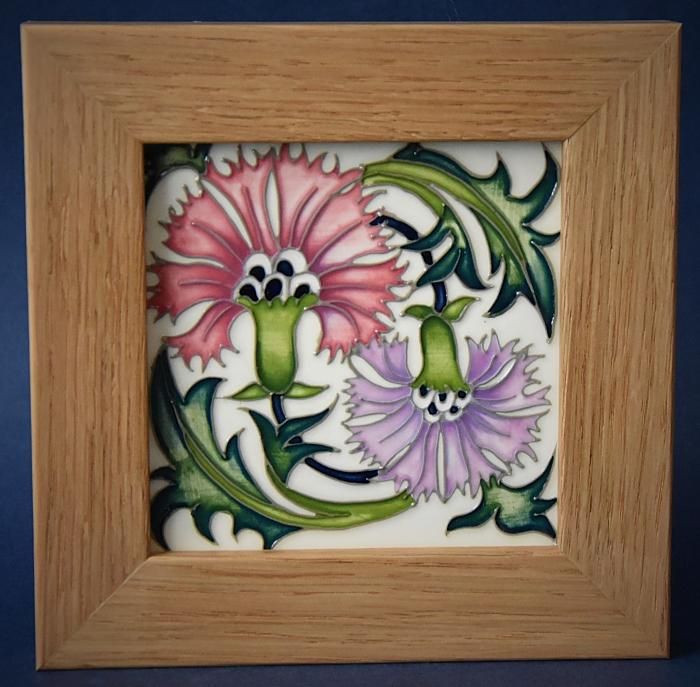 Moorcroft Pottery PLQ6 De Morgan Carnation Plaque Kerry Goodwin