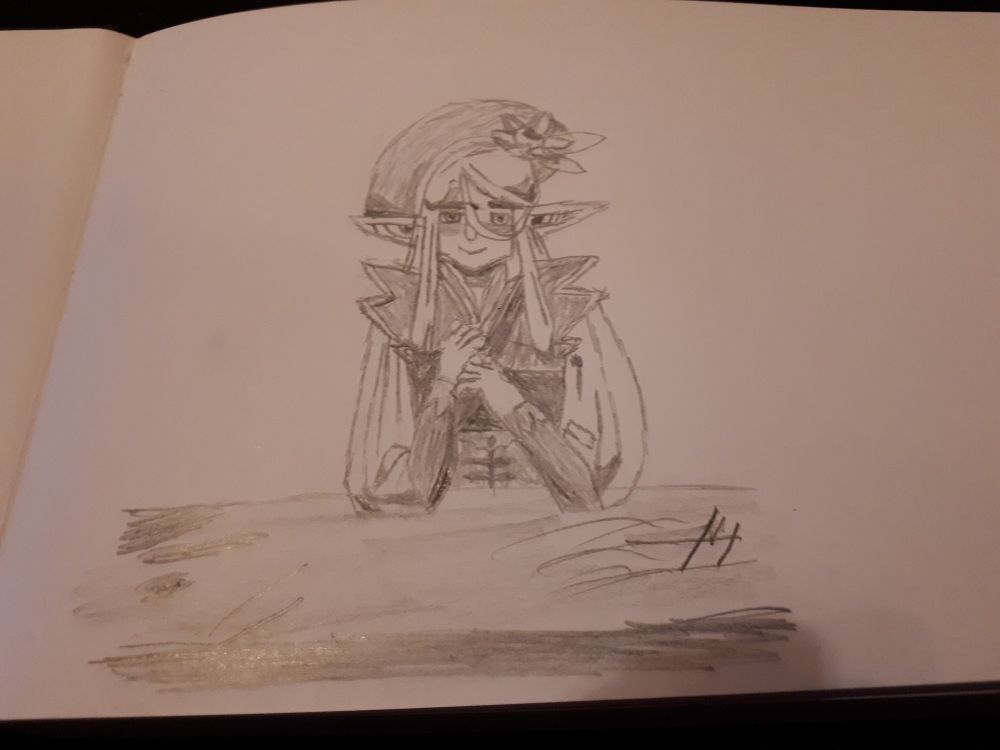 Fanart Bleistiftzeichnung zu Fable Verifina (they/them) aus Tavern Talk