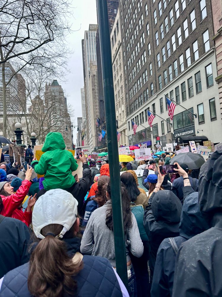40th St between 6th and 5th Ave in NYC at the Hands Off Protest 