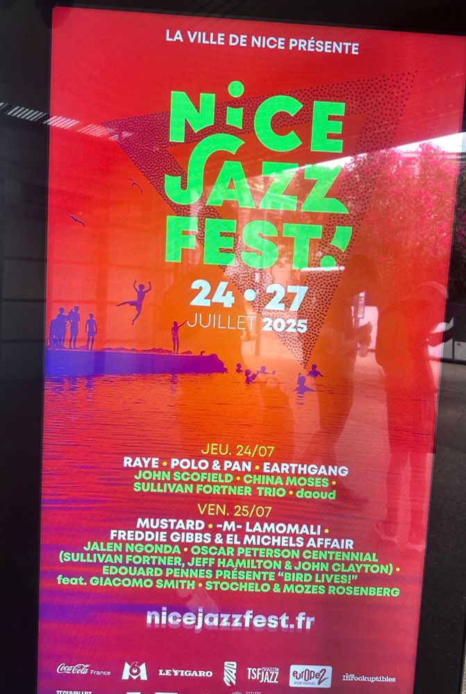 A bus shelter advertising Nice Jazz Fest, in Nice, France