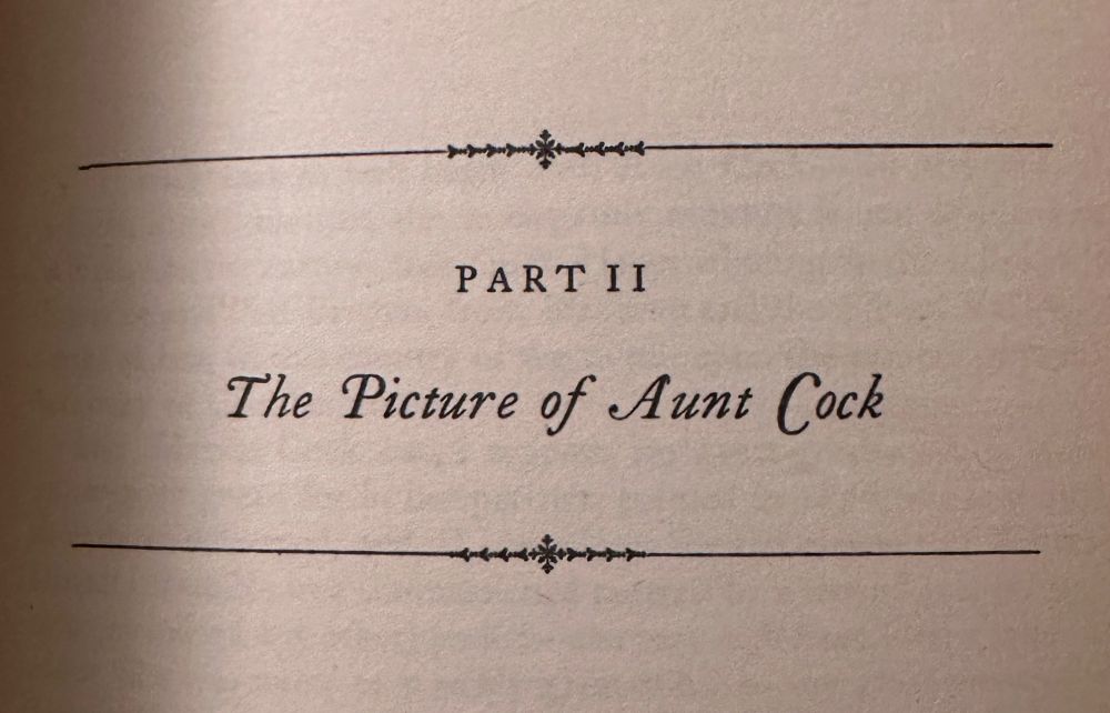 Book interstitial page with two decorative fleurons and the words 

PART II

The Picture of Aunt Cock