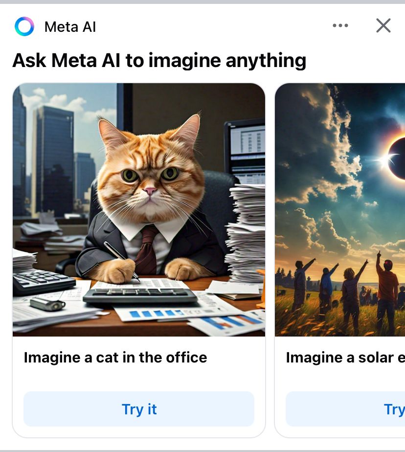 Meta AI notification about asking it to imagine things