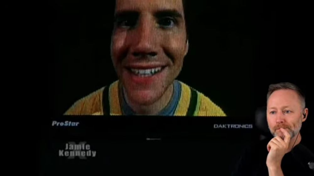 Screenshot of the Scotch former funnyman Limmy watching a clip from the Jamie Kennedy Experiment, world famous for its catchphrase “you’ve been X’d”