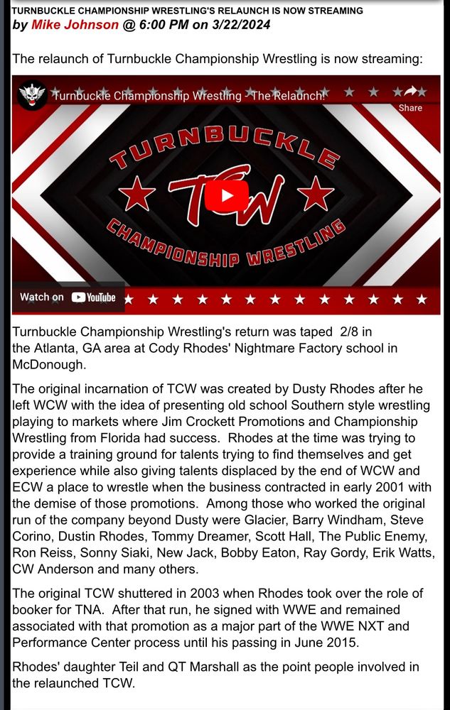 Image about turnbuckle championship wrestling returned first episode is on their YouTube Channel