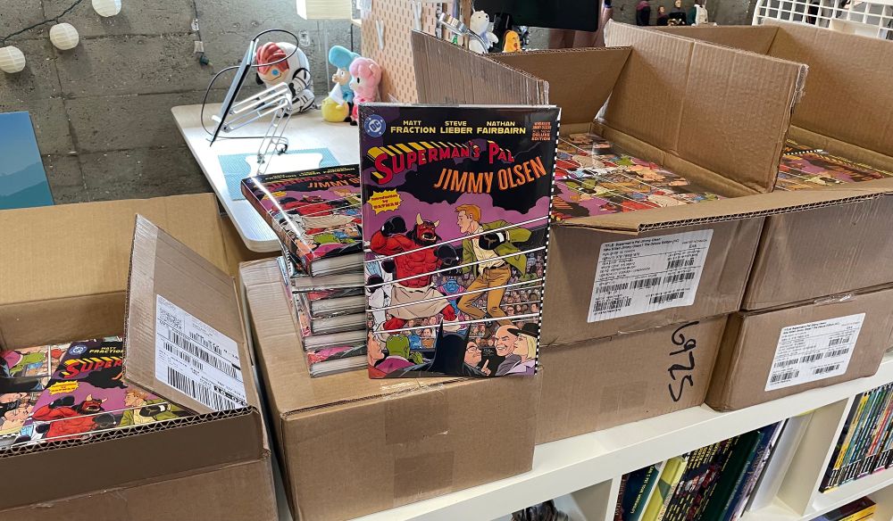 Starting to unbox many copies of the hardcover.