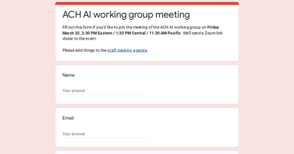 ACH AI working group meeting