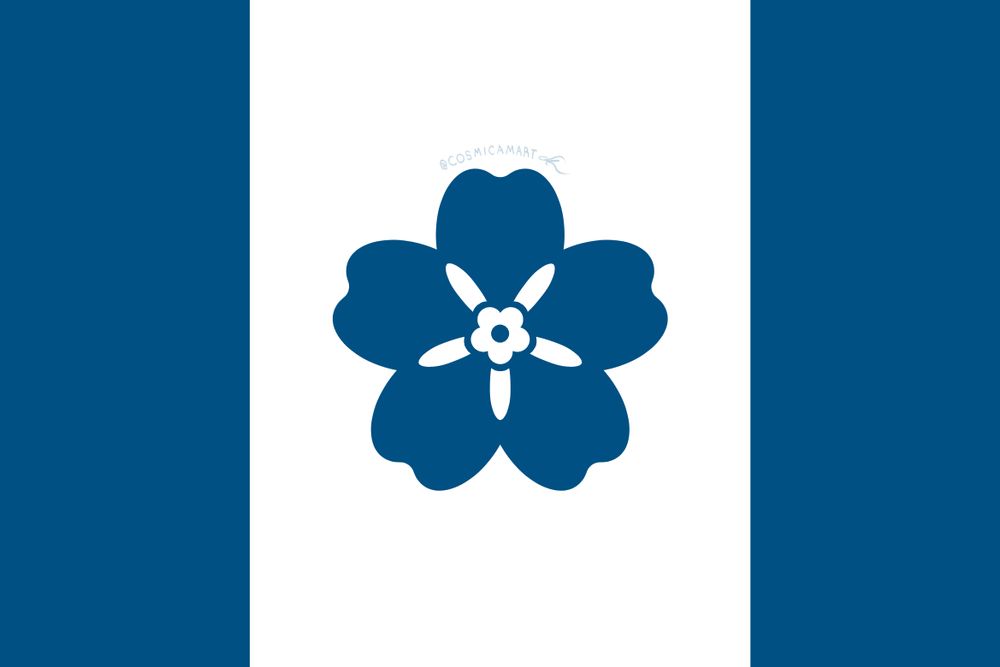 The symbol of the Moralist international, the leading political body of Elysium, is a blue forget-me-not
