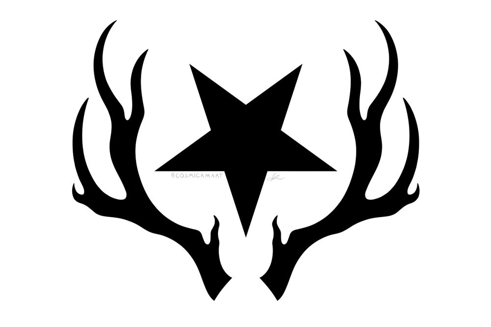 Commune flag, depicting the "star-and-antlers", symbol of the revolution and Communism