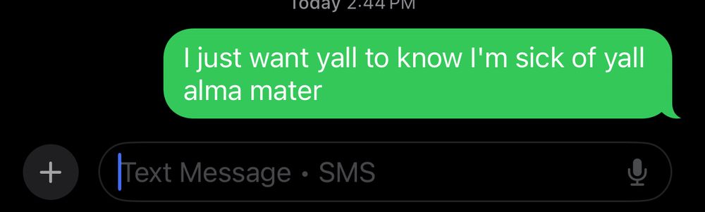 A text that expresses my frustration with the South Carolina Gamecocks giving up a 27 point lead