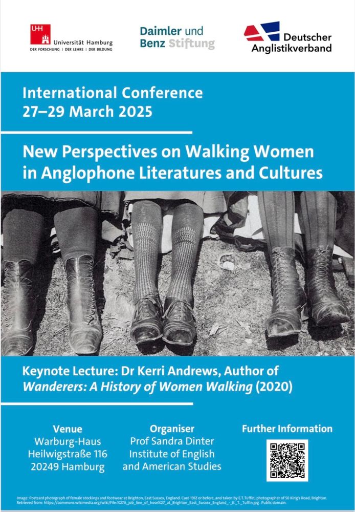 Poster of the conference "New Perspectives on Walking Women in Anglophone Literatures and Cultures", including a photo of women's worn boots.