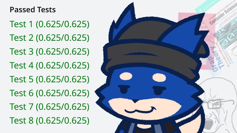 Bean stares smugly at the test results after he solved a complex coding problem. They are all green, indicating they all passed. Someone stands behind him trying to tell him he did it wrong, despite the output being correct. He doesn't care.