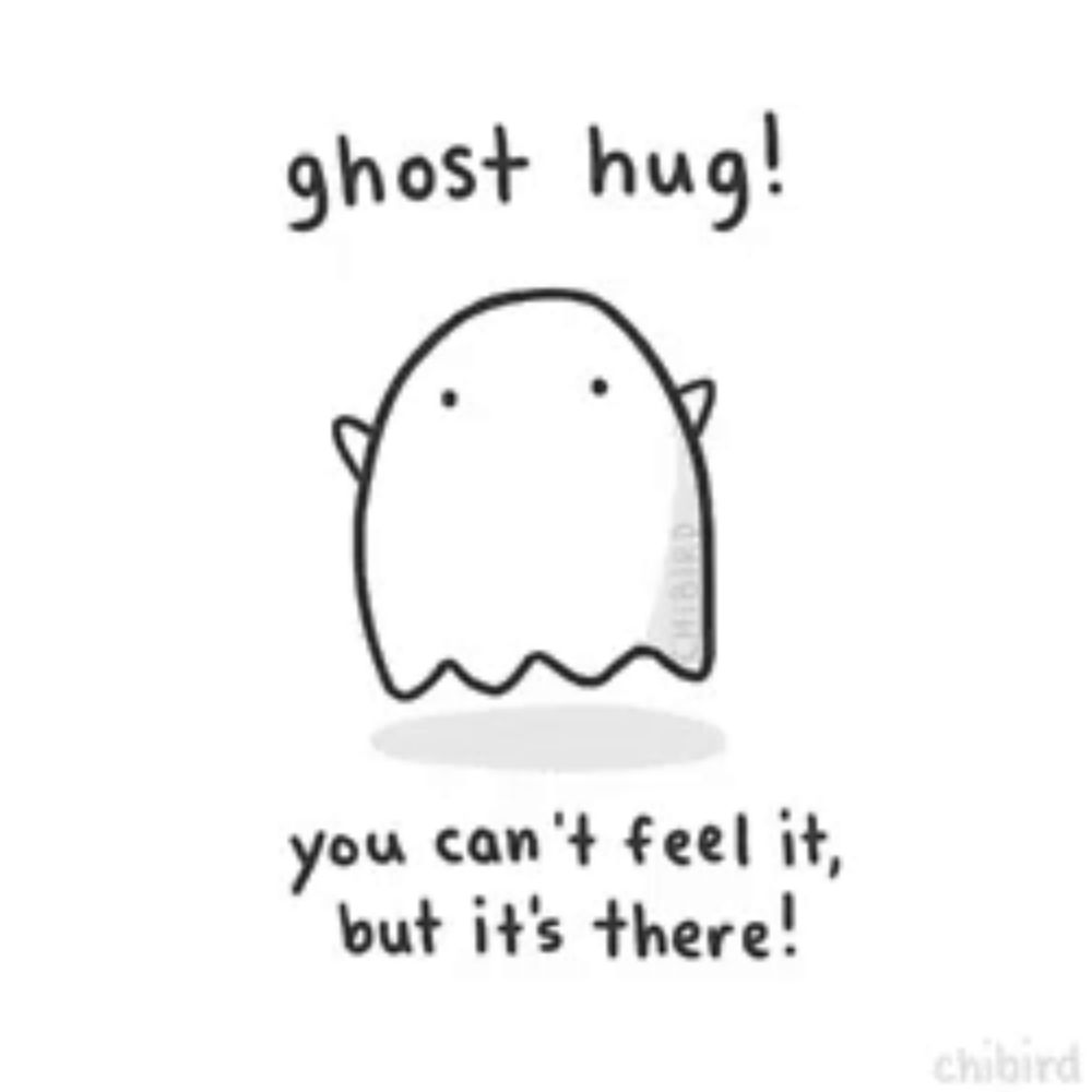 a drawing of a ghost that says ghost hug