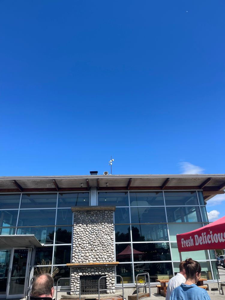 The food hall with an antenna on the roof