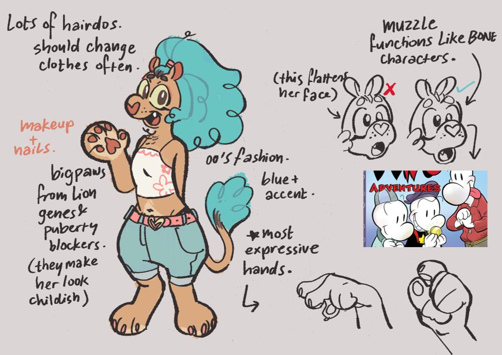 A character sheet for the trans girl lioness anthro Farah