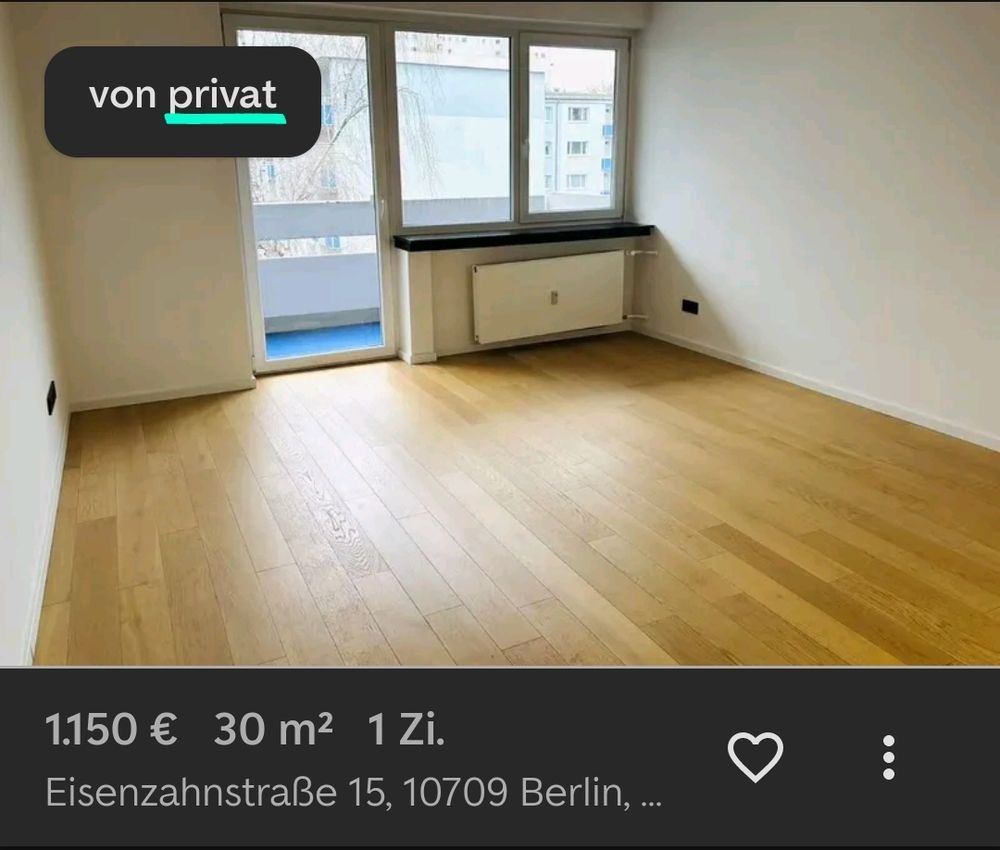 30qm, ein Zimmer 1150€