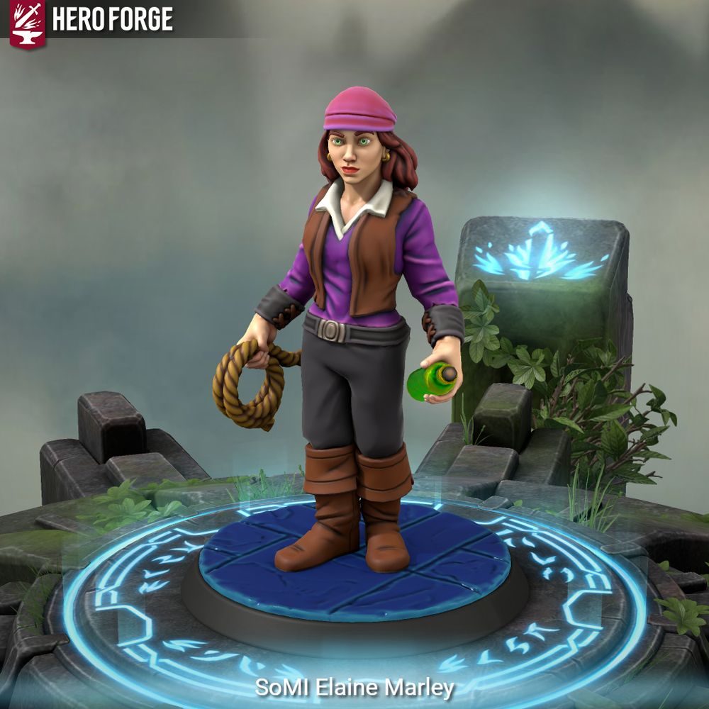 A Heroforge version of Elaine Marley from Secret of Monkey Island