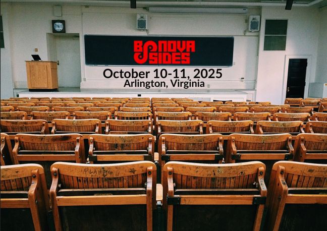 Classroom with the words BSides Northern Virginia October 10-11, 2025 Arlington Virginia.