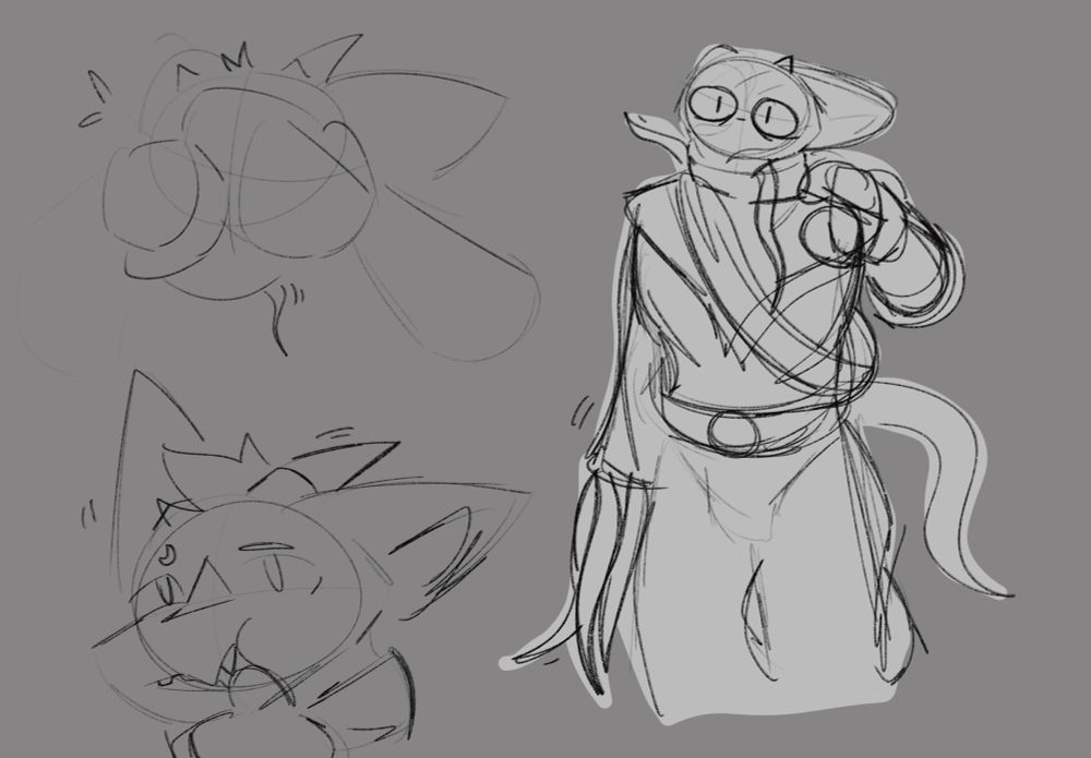 This design shows Russet trying to morph themselves into their proper form. Their body is lumpy and lacking detail with tendrils openly hanging from their body. The several pictures stand to represent them slowly constituting into their dragon form.