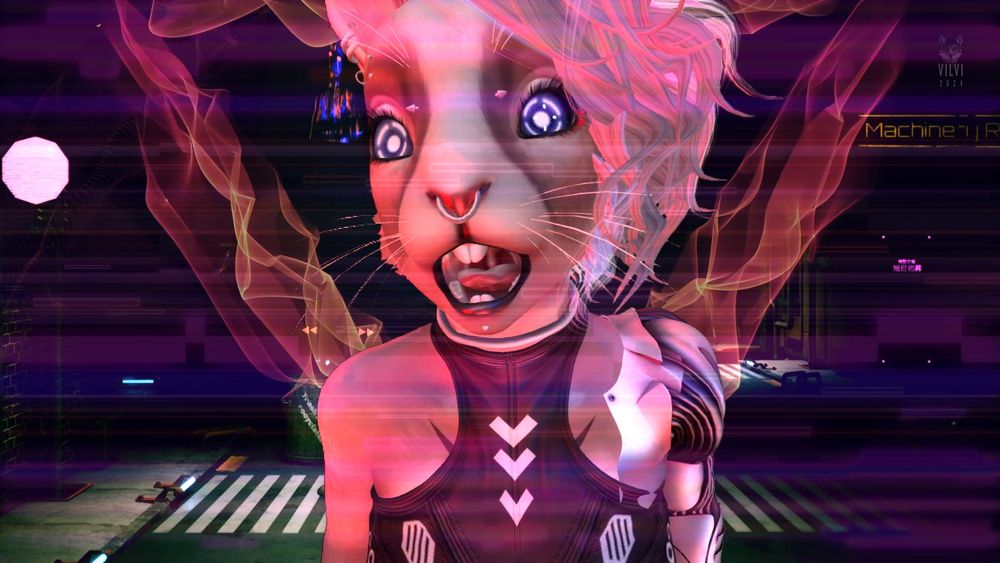 Cyberpunk bunny yelling