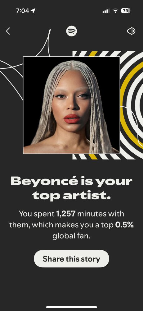 Beyonce is her top artist 
