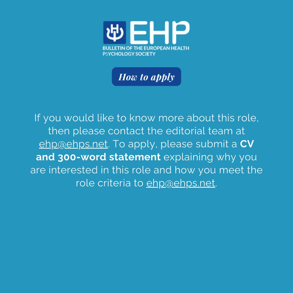 How to apply: 
If you would like to know more about this role, then please contact the editorial team at ehp@ehps.net. To apply, please submit a CV and 300-word statement explaining why you are interested in this role and how you meet the role criteria to ehp@ehps.net.
