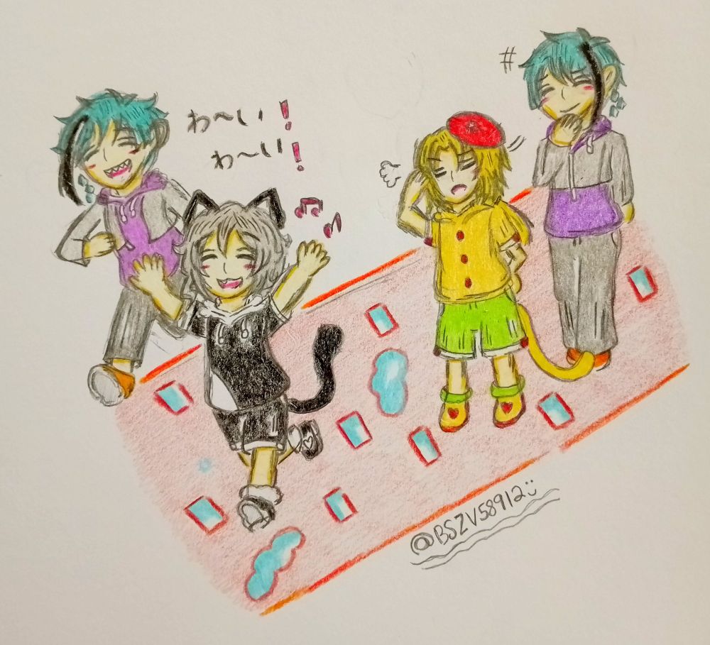 Joshunya and Floyd playing around while both Zidane and Jade are watching over them.