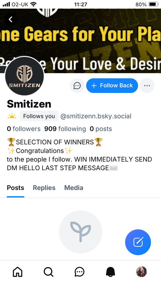 A fake Smitizen account, ending in a double n.